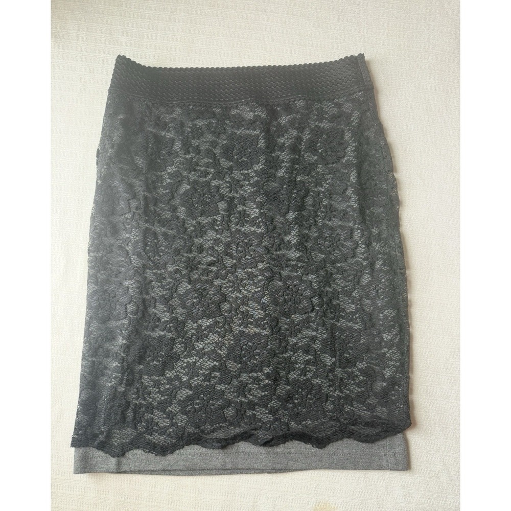 Maurices Black Lace Pencil Skirt Knee Length Stretch Floral Size L Women